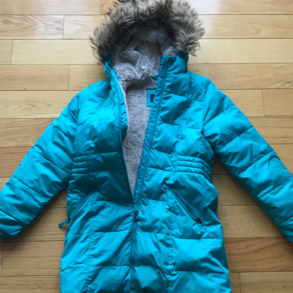 Lands End Girl’s long jacket lined with hood